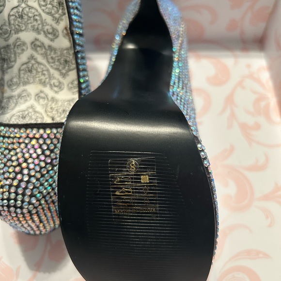Iridescent Rhinestone Stacked Heels - Picture 6 of 8